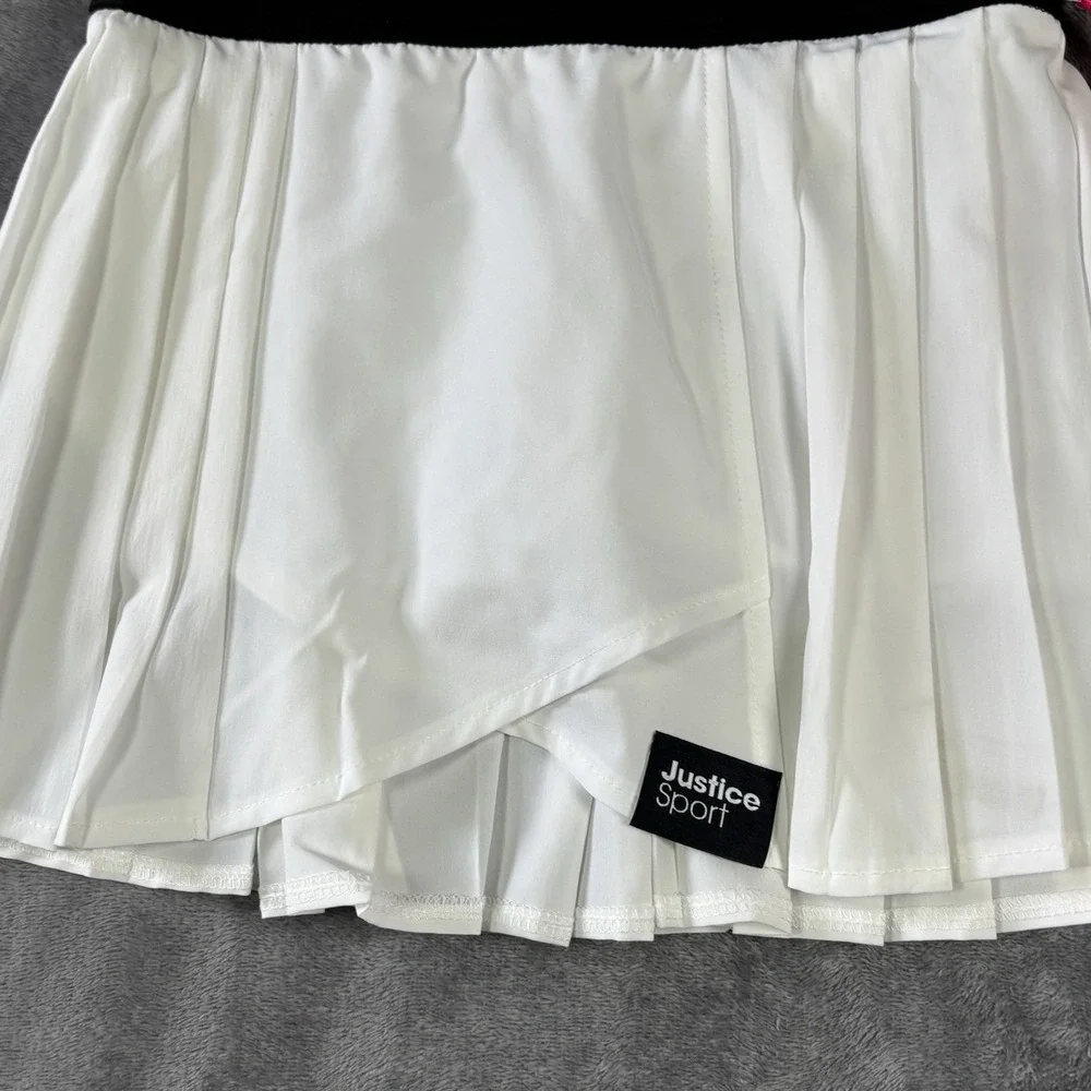 Justice Sport Girls Pleated White Skort Size XS 5/6 Elastic Waits  NWT